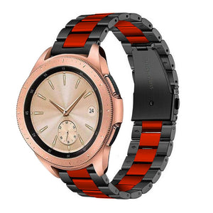 Steel Strap, black/red, on a watch, 3/4 front view