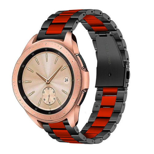 Steel Strap, black/red, on a watch, 3/4 front view
