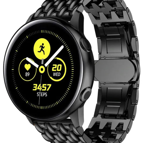 Steel Dragon Strap, black, on a watch, 3/4 front view