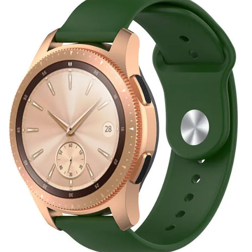 Silicone Sport Strap, army green, on a watch, 3/4 front view
