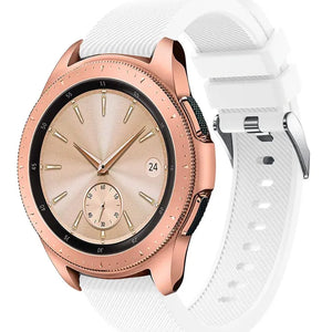 Twill Silicone Strap, white, on a watch, 3/4 front view