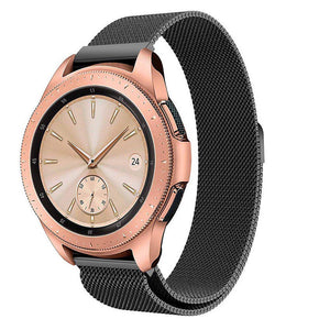 Milanese Strap, black, on a watch, 3/4 front view