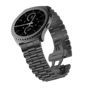 Presidential Steel Strap, black, on a watch, 3/4 front view