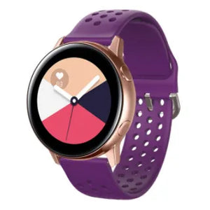 Breathable Silicone Strap, purple, on a watch, 3/4 front view