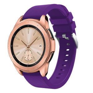 Twill Silicone Strap, purple, on a watch, 3/4 front view