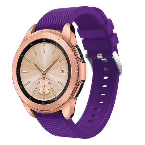 Twill Silicone Strap, purple, on a watch, 3/4 front view
