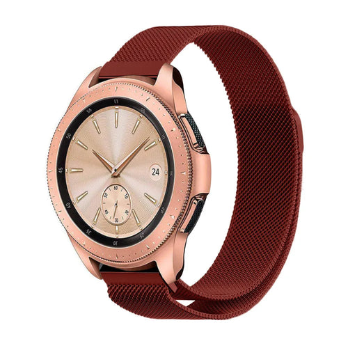 Milanese Strap, red, on a watch, 3/4 front view
