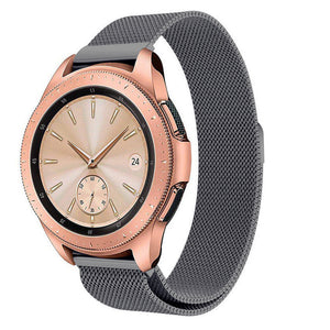 Milanese Strap, space grey, on a watch, 3/4 front view