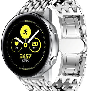 Steel Dragon Strap, silver, on a watch, 3/4 front view