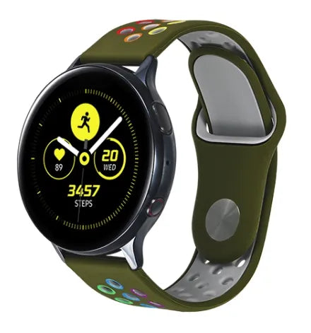 Silicone Sport Strap, on a watch, 3/4 front view