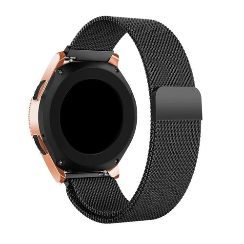 Milanese Strap, black, on a watch, 3/4 front view