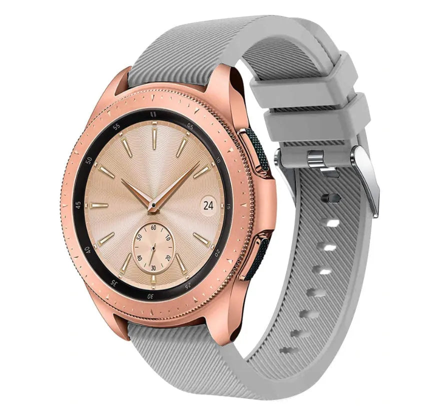 Twill Silicone Strap, grey, on a watch, 3/4 front view