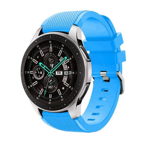 Twill Silicone Strap, light blue, on a watch, 3/4 front view