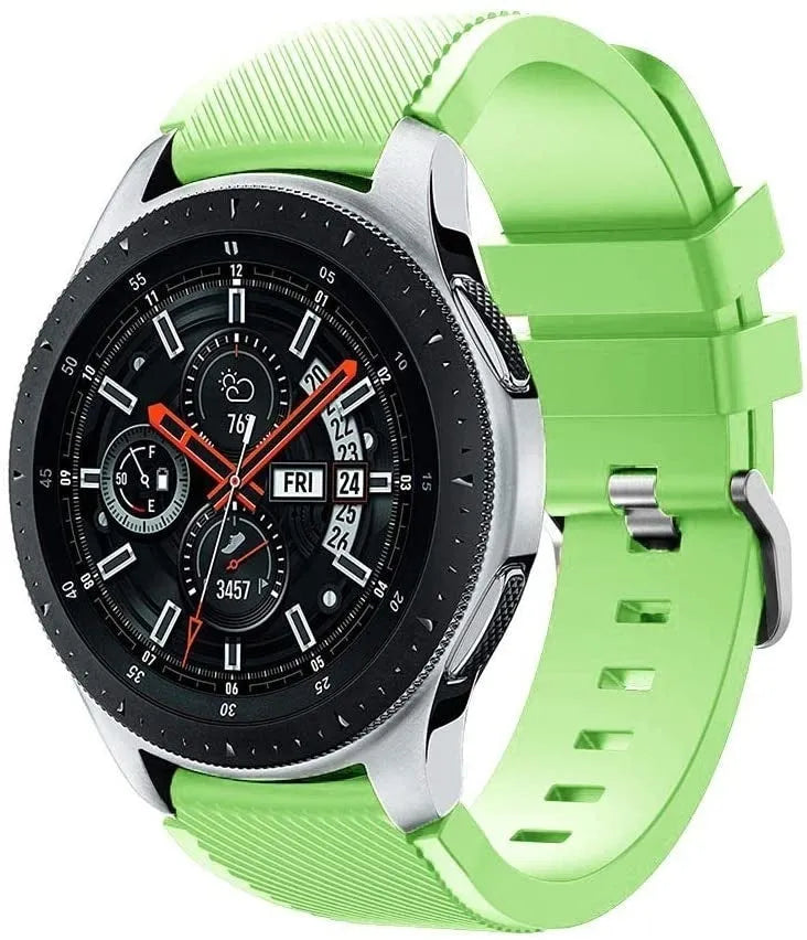 Twill Silicone Strap, light green, on a watch, 3/4 front view