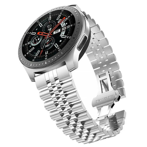 Jubilee Steel Strap, silver, on a watch, 3/4 front view