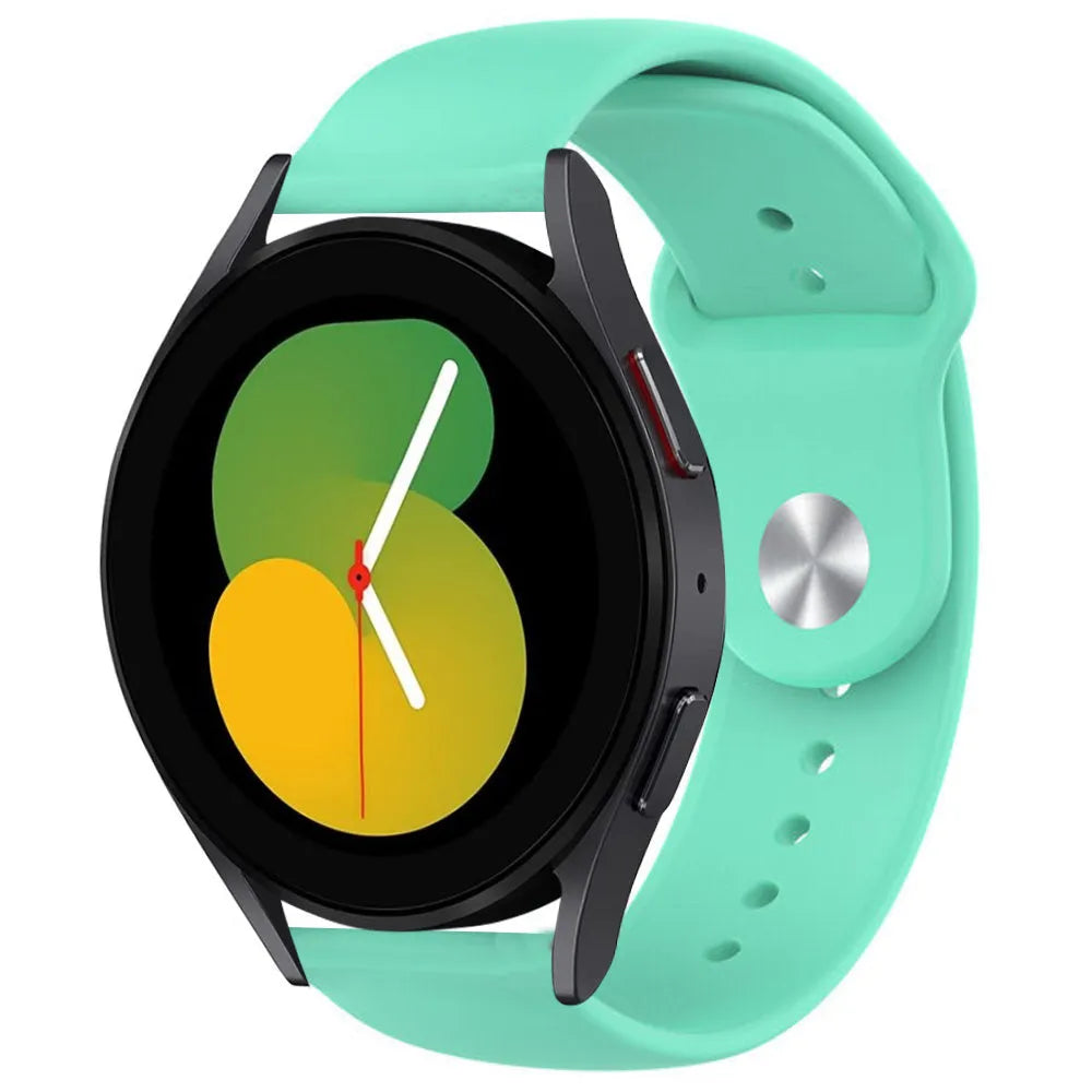 Silicone Sport Strap, aqua, on a watch, 3/4 front view