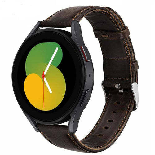 Leather Strap, dark brown, on a watch, 3/4 front view