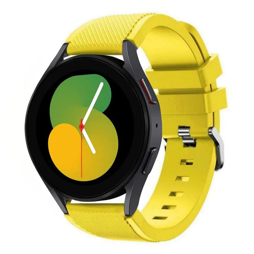 Twill Silicone Strap, yellow, on a watch, 3/4 front view