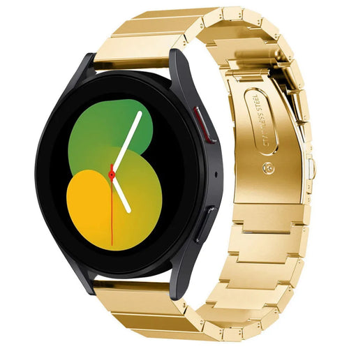 Premium Metal Strap, gold, on a watch, 3/4 front view
