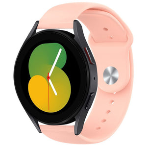 Silicone Sport Strap, pink, on a watch, 3/4 front view