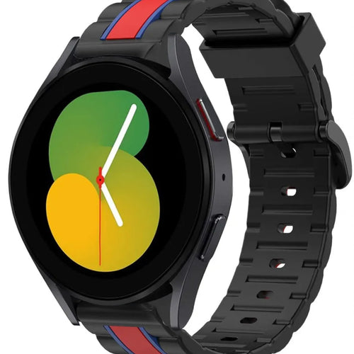 Silicone Special Edition Strap, black/red, on a watch, 3/4 front view