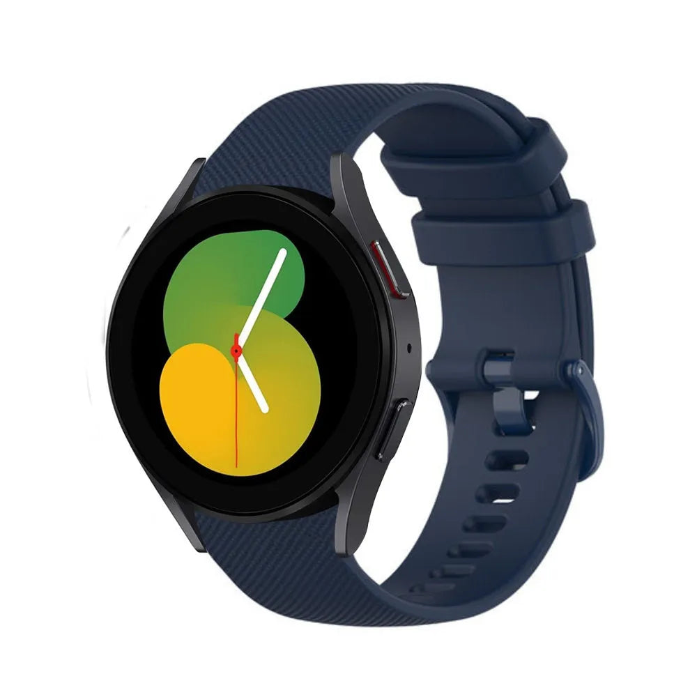 Premium Silicone Strap, dark blue, on a watch, 3/4 front view
