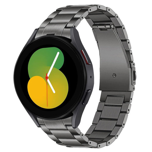 Titanium Strap, graphite, on a watch, 3/4 front view