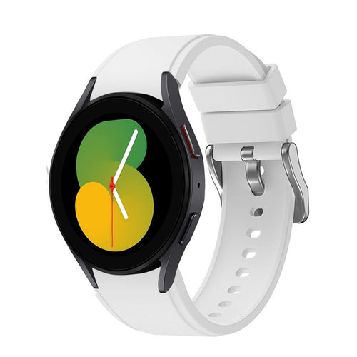 Silicone Strap 'Perfect Fit', white, on a watch, 3/4 front view