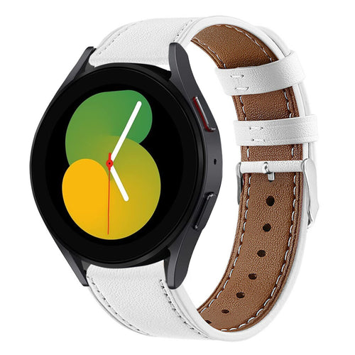 Modern Leather Strap, white, on a watch, 3/4 front view