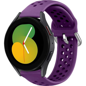 Breathable Silicone Strap, purple, on a watch, 3/4 front view