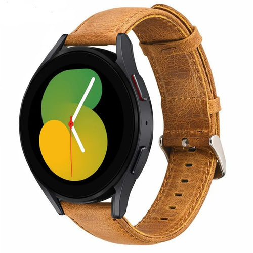 Leather Strap, brown, on a watch, 3/4 front view