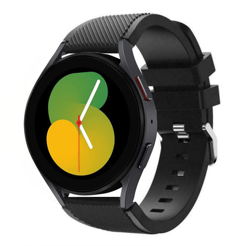 Twill Silicone Strap, black, on a watch, 3/4 front view