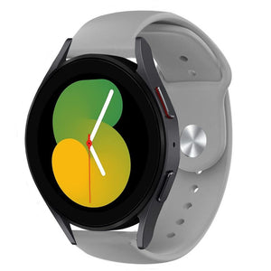 Silicone Sport Strap, grey, on a watch, 3/4 front view