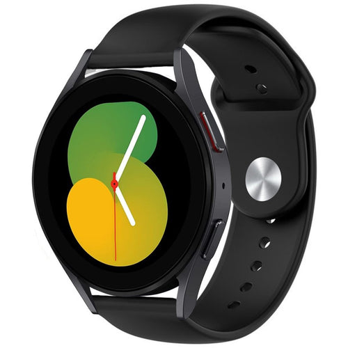 Silicone Sport Strap, black, on a watch, 3/4 front view