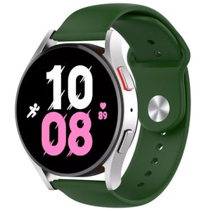 Silicone Sport Strap, army green, on a watch, 3/4 front view