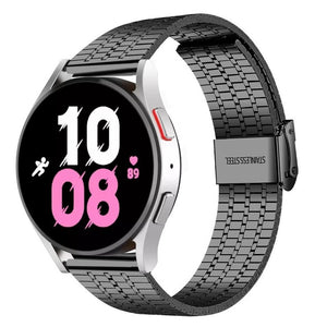 Fine Steel Strap, black, on a watch, 3/4 front view