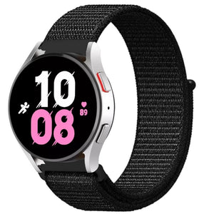 Nylon Strap, black, on a watch, 3/4 front view