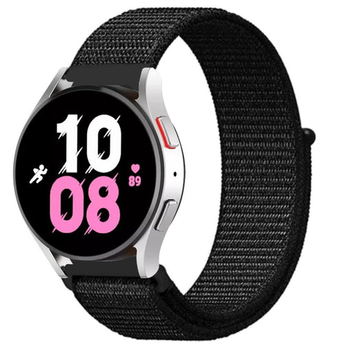 Nylon Strap, black, on a watch, 3/4 front view