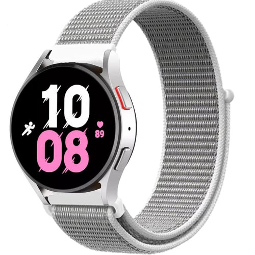 Nylon Strap, grey, on a watch, 3/4 front view