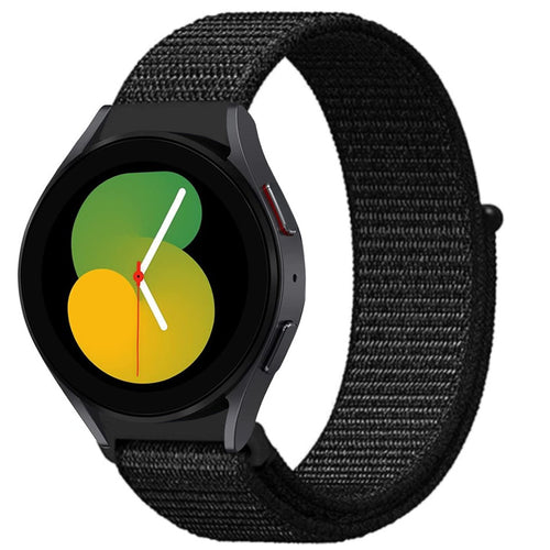 Nylon Strap, black, on a watch, 3/4 front view