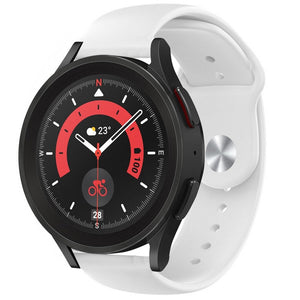 Silicone Sport Strap, white, on a watch, 3/4 front view