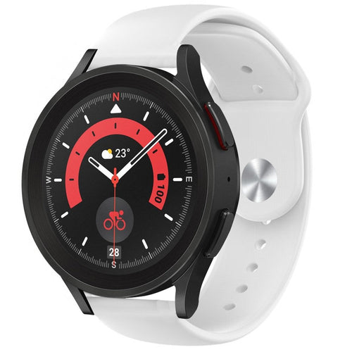 Silicone Sport Strap, white, on a watch, 3/4 front view
