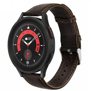 Leather Strap, dark brown, on a watch, 3/4 front view