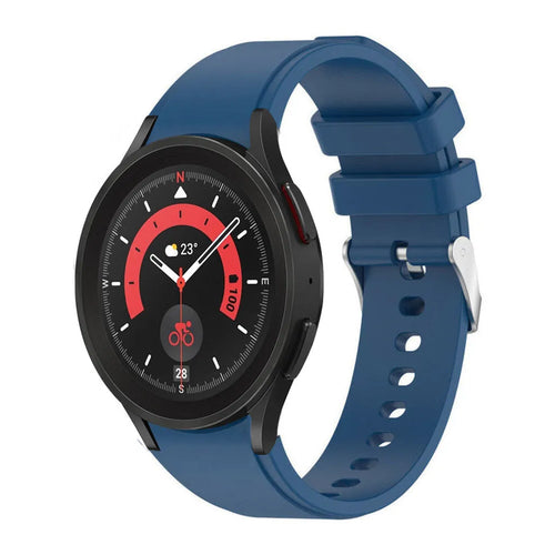 Silicone Strap 'Perfect Fit', blue, on a watch, 3/4 front view