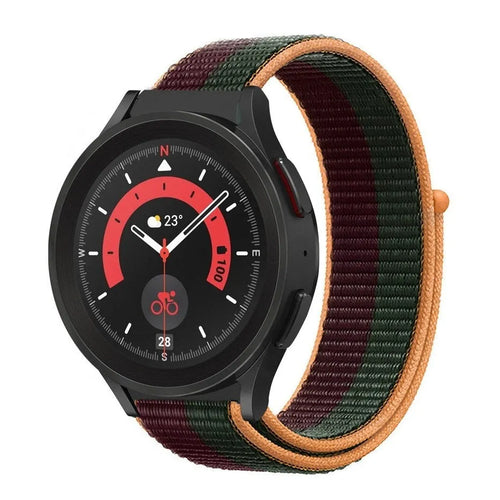 Nylon Strap, dark cherry, on a watch, 3/4 front view