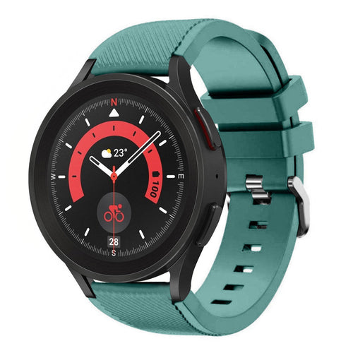 Twill Silicone Strap, viridian, on a watch, 3/4 front view