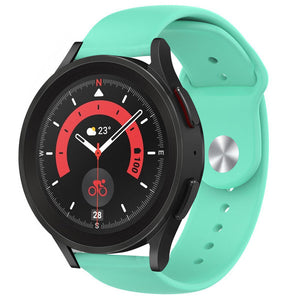 Silicone Sport Strap, aqua, on a watch, 3/4 front view