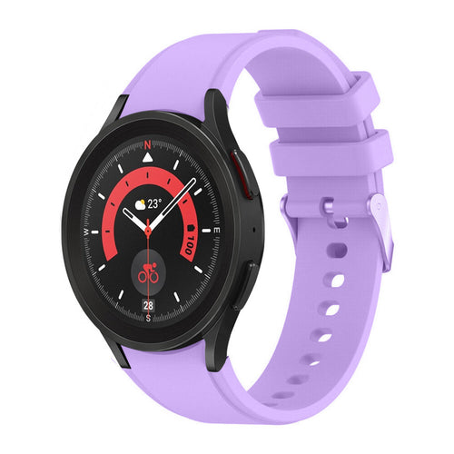 Silicone Strap 'Perfect Fit', lilac, on a watch, 3/4 front view