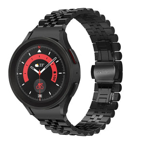 Jubilee Steel Strap, black, on a watch, 3/4 front view