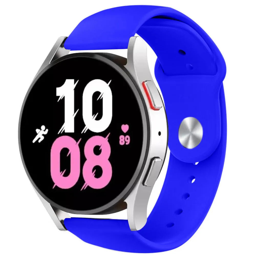 Silicone Sport Strap, blue, on a watch, 3/4 front view